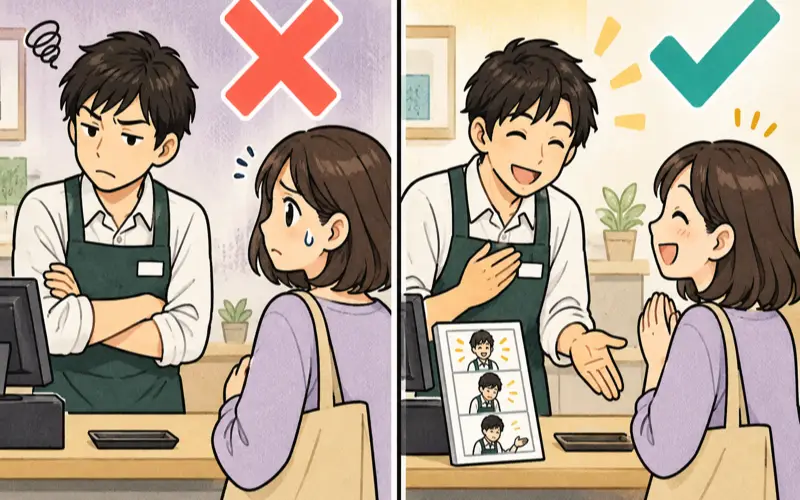 業務マニュアル・接客マニュアルに活用する漫画のイメージ