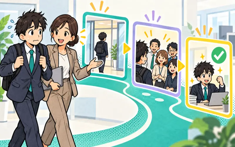 新人研修・オンボーディング資料に活用する漫画のイメージ