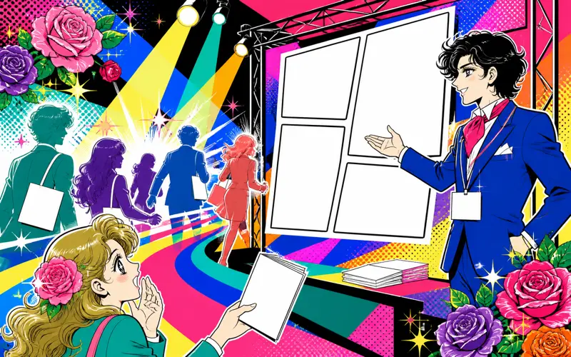 会社説明会で配布される採用漫画のイラスト