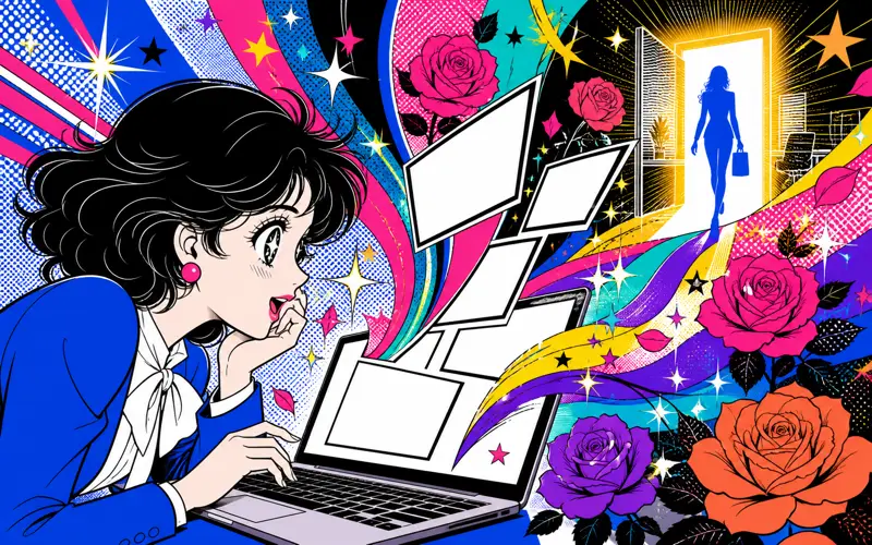 採用サイト・求人媒体に掲載された採用漫画を読む求職者のイラスト