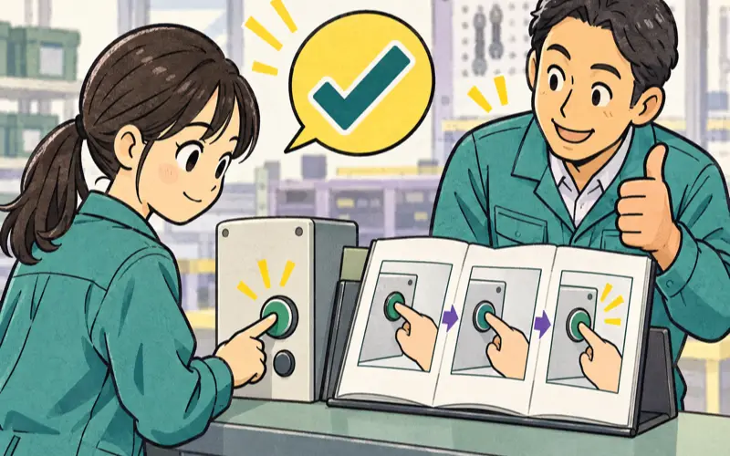 マニュアル・研修漫画のイメージ：漫画の手順書で作業を覚える1コマ漫画