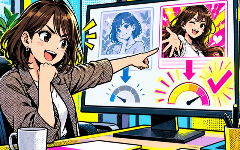 広告クリエイティブのABテストに活用する漫画のイメージ