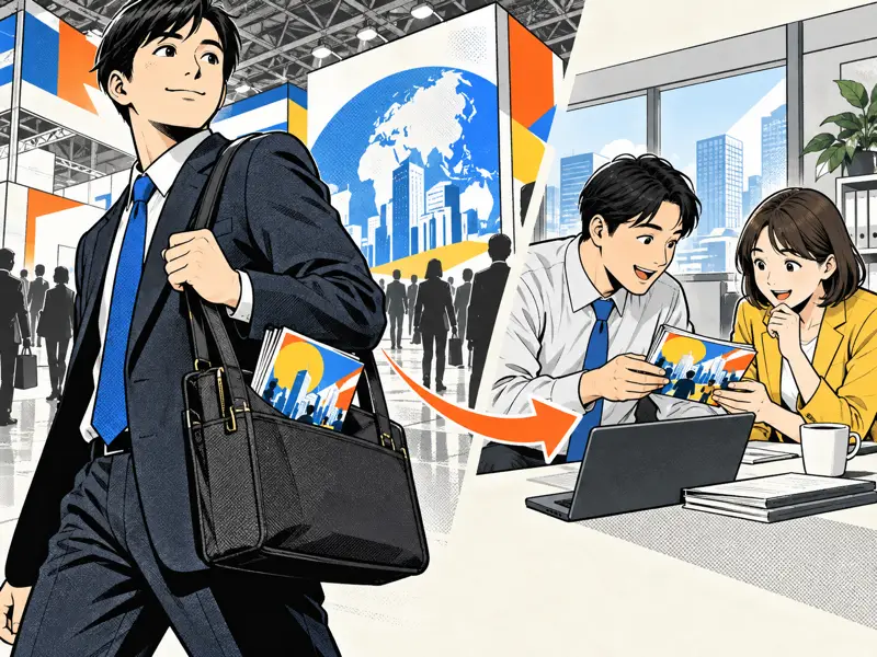 捨てられず持ち帰られ社内で回覧されるを描いた1コマ漫画