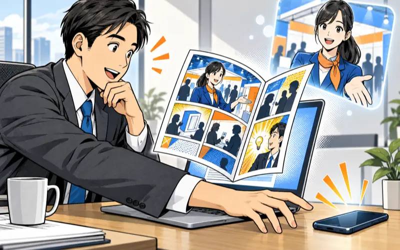 会期後のフォローに活用する漫画のイメージ