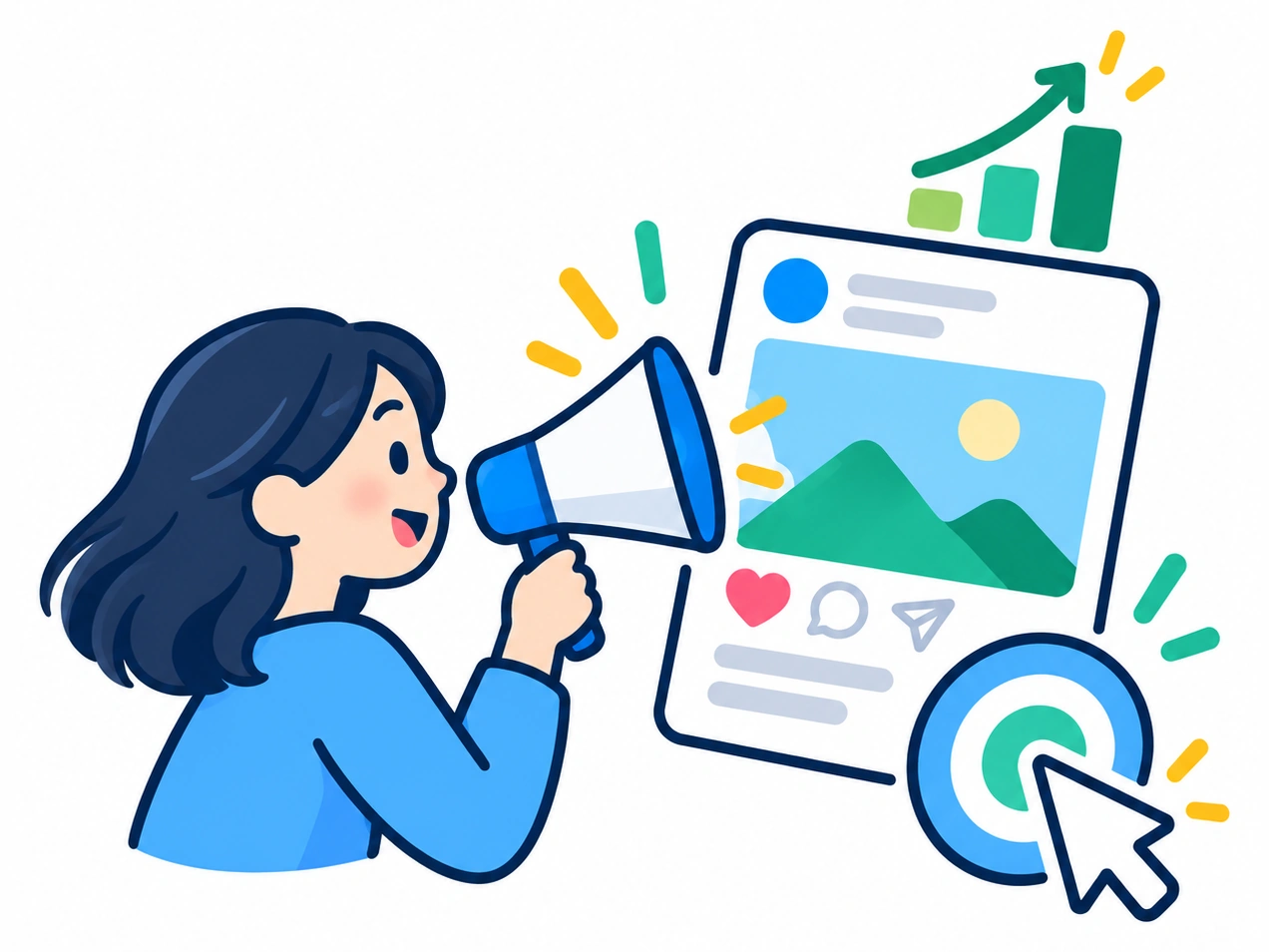 SNS広告の運用支援のイメージイラスト