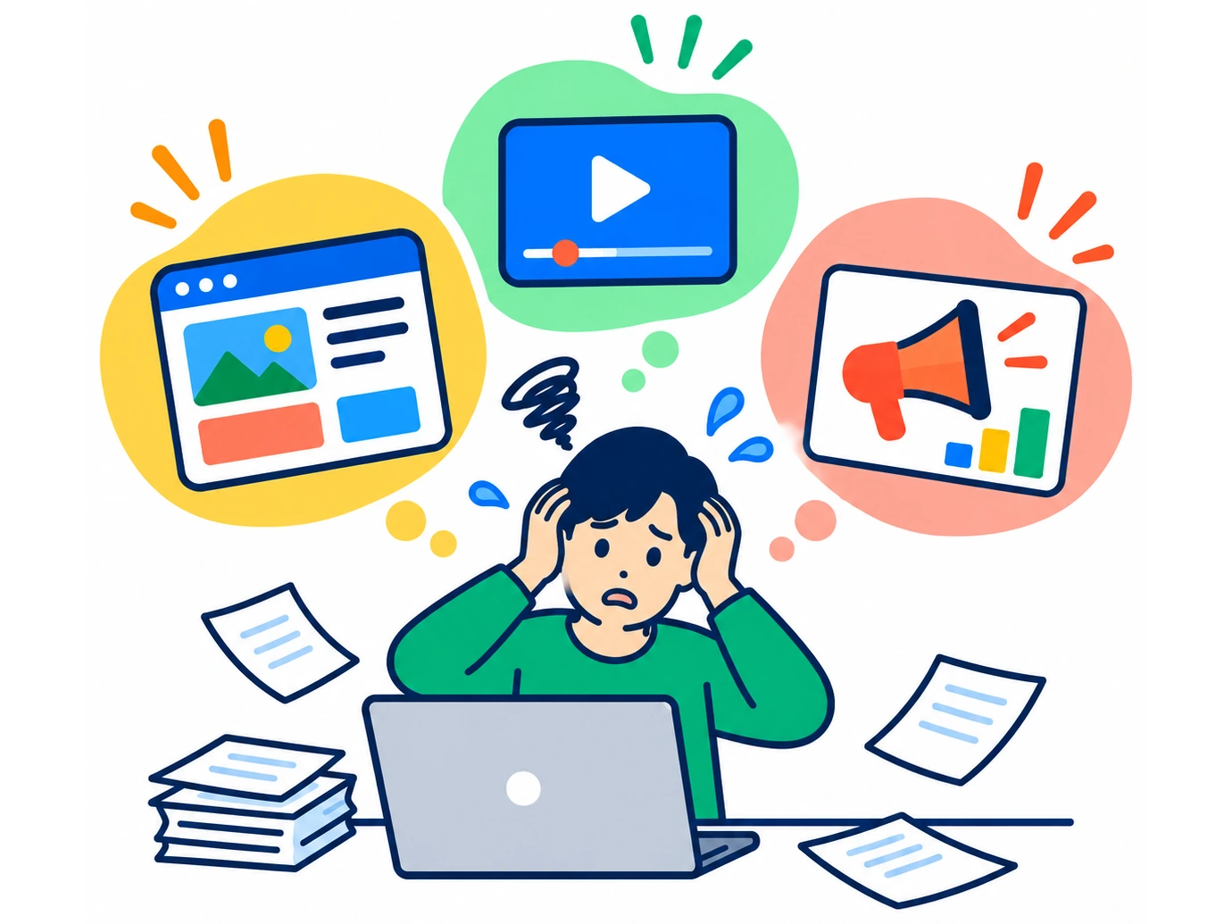 サイト更新に加え、動画・広告まで手が回らない